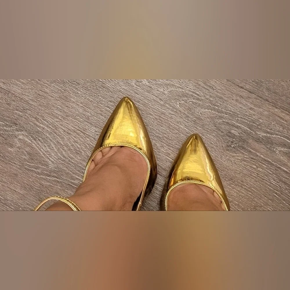 GOLD, ankle strap heels - Picture 3 of 3
